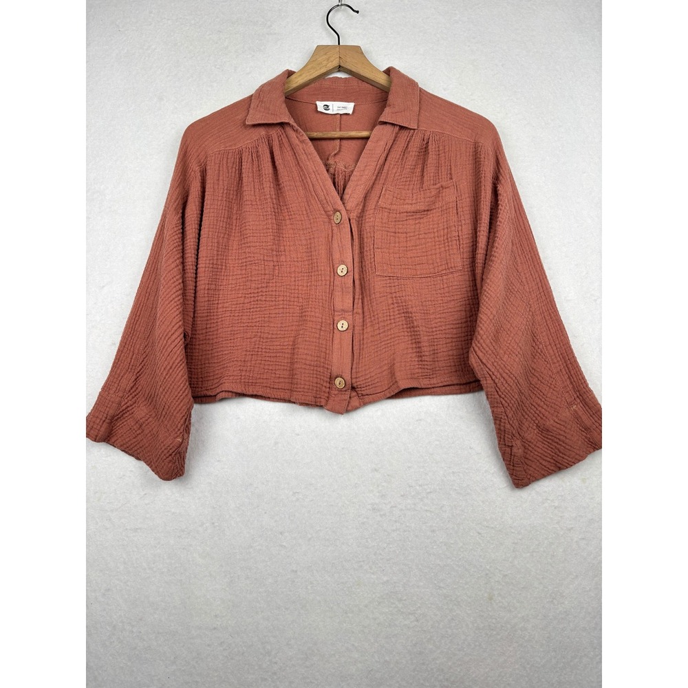 The Sweet Collective Button Down Shirt Womens Small Cotton Gauze Cropped